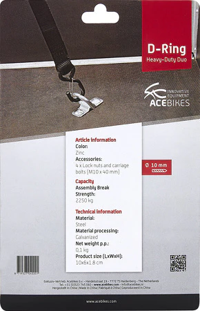 Premium D-ringen van Acebikes - verpakt in blister - inclusief bevestigingsmaterialen - Image 4