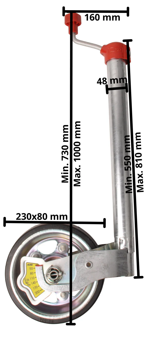 Neuswiel AL-KO - 48 mm - draagvermogen: 300 kg - stalen velg en massief rubber wiel - inclusief slinger met druklager en kogeldrukmeter - Image 10