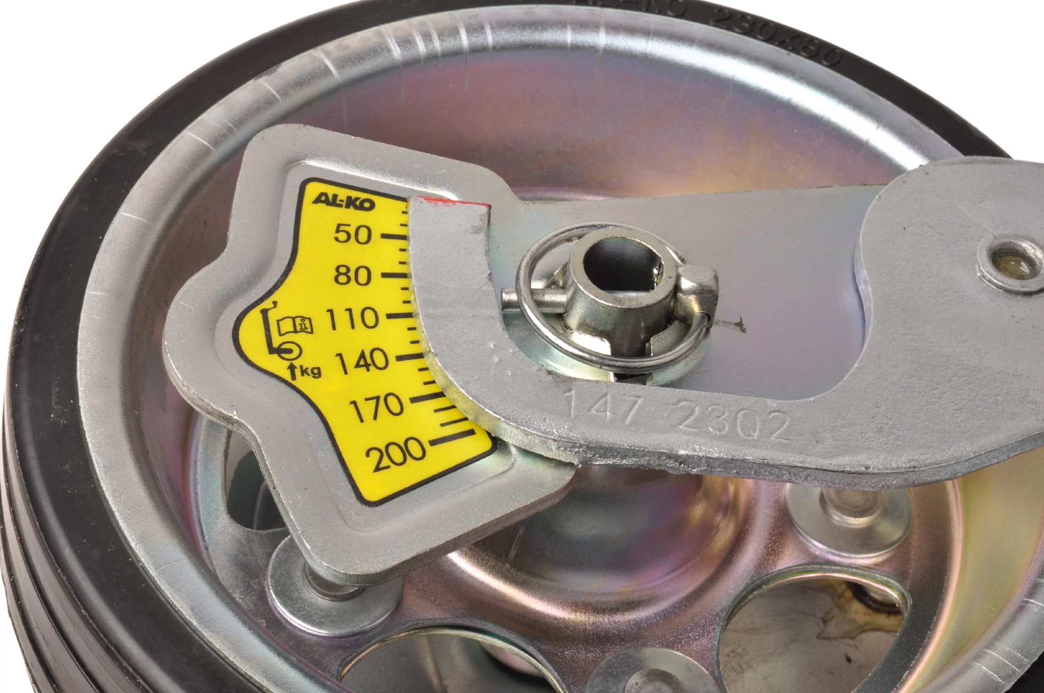 Neuswiel AL-KO - 48 mm - draagvermogen: 300 kg - stalen velg en massief rubber wiel - inclusief slinger met druklager en kogeldrukmeter - Image 5