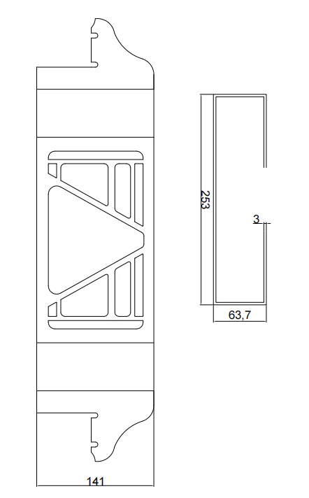 Beschermrek Multiled 4 - 253x141x63,7 mm - met vrije driehoek - RVS materiaal - Image 8