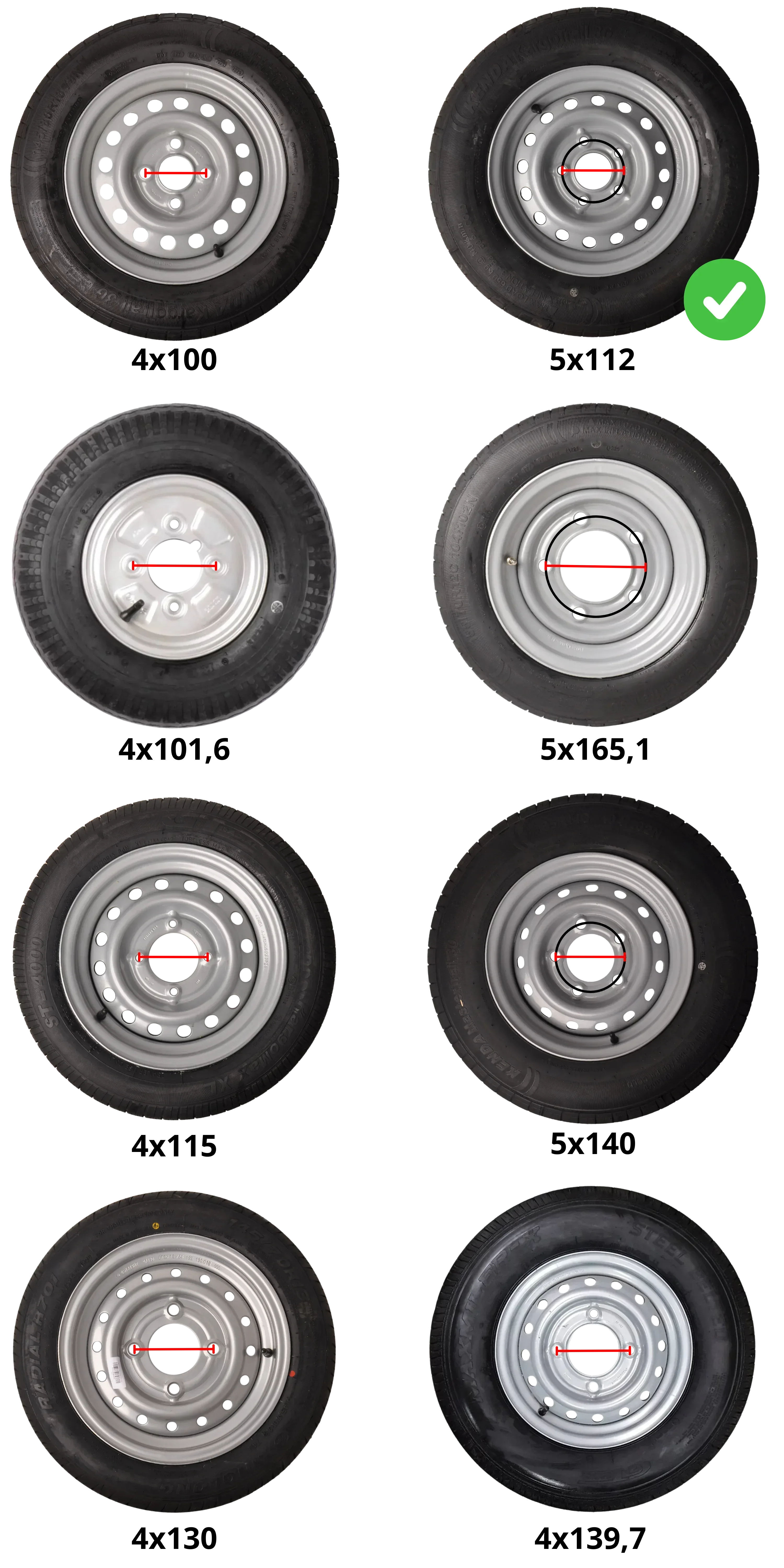 Compleet aanhanger wiel - 195/50R13C - steekmaat: 5x112 - draagvermogen: 900 kg - naafdiameter: 67 mm - Image 6