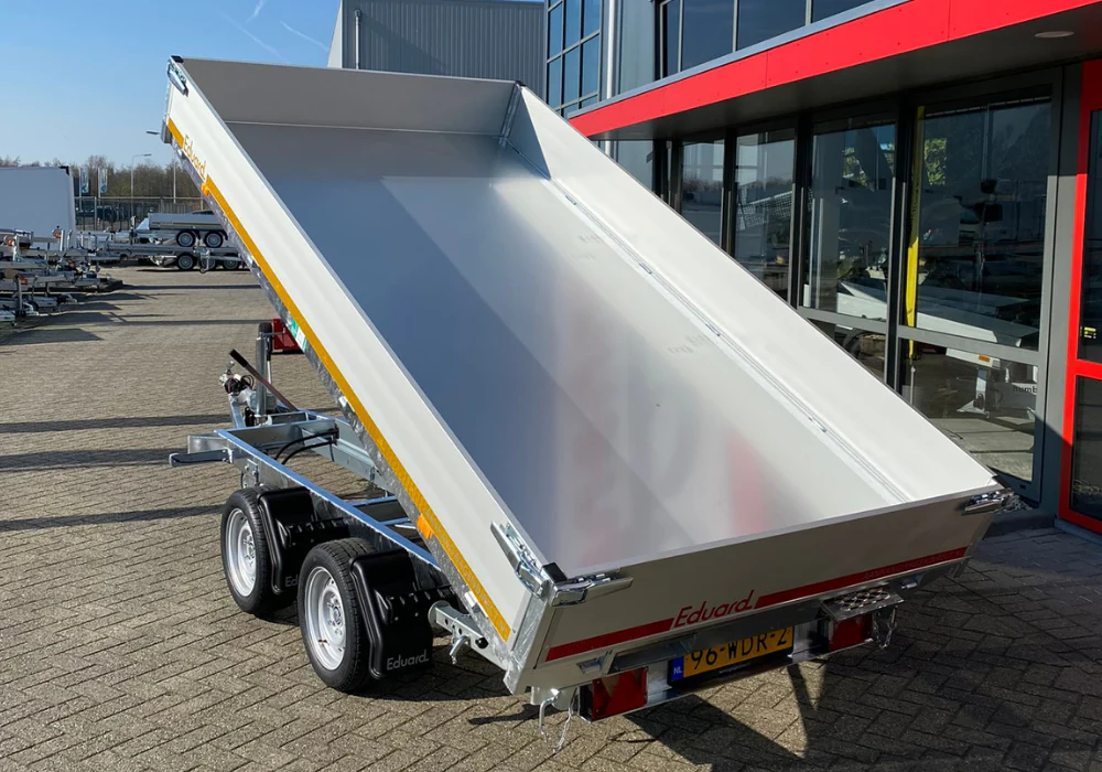 Eduard driezijdige kipper 3500 kg elektrisch extern laden & handpomp 330x180 cm - inclusief lichte en sterke aluminium oprijplaten & uitzetsteunen - Image 5