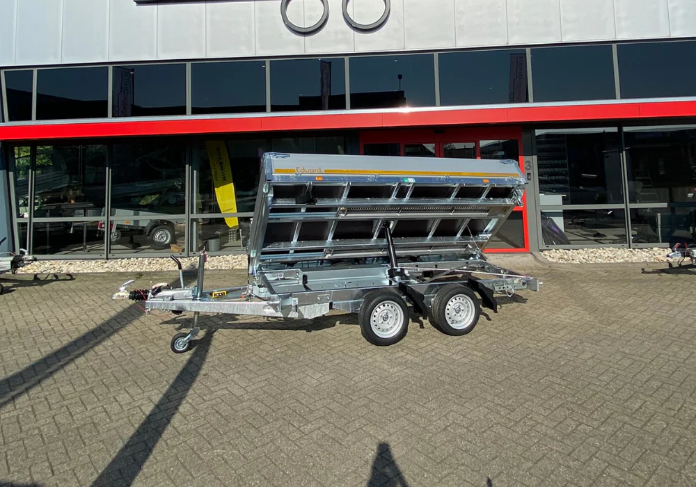 Eduard driezijdige kipper 3500 kg elektrisch extern laden & handpomp 330x180 cm - inclusief lichte en sterke aluminium oprijplaten & uitzetsteunen - Image 7