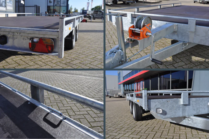 Geremde Eduard autotransporter - 406x200 cm - 2700 kg bruto laadvermogen - 63 cm laadvloerhoogte - 10 cm reling - inclusief lier en oprijplaten - Image 8
