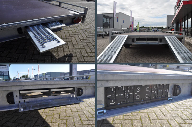 Geremde Eduard autotransporter - 406x200 cm - 2700 kg bruto laadvermogen - 63 cm laadvloerhoogte - 10 cm reling - inclusief lier en oprijplaten - Image 9