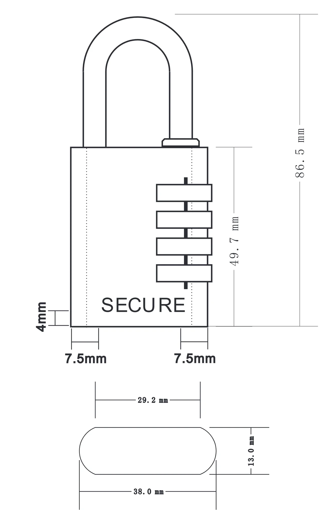Hangslot met cijfercode - 4 cijfers - Image 5