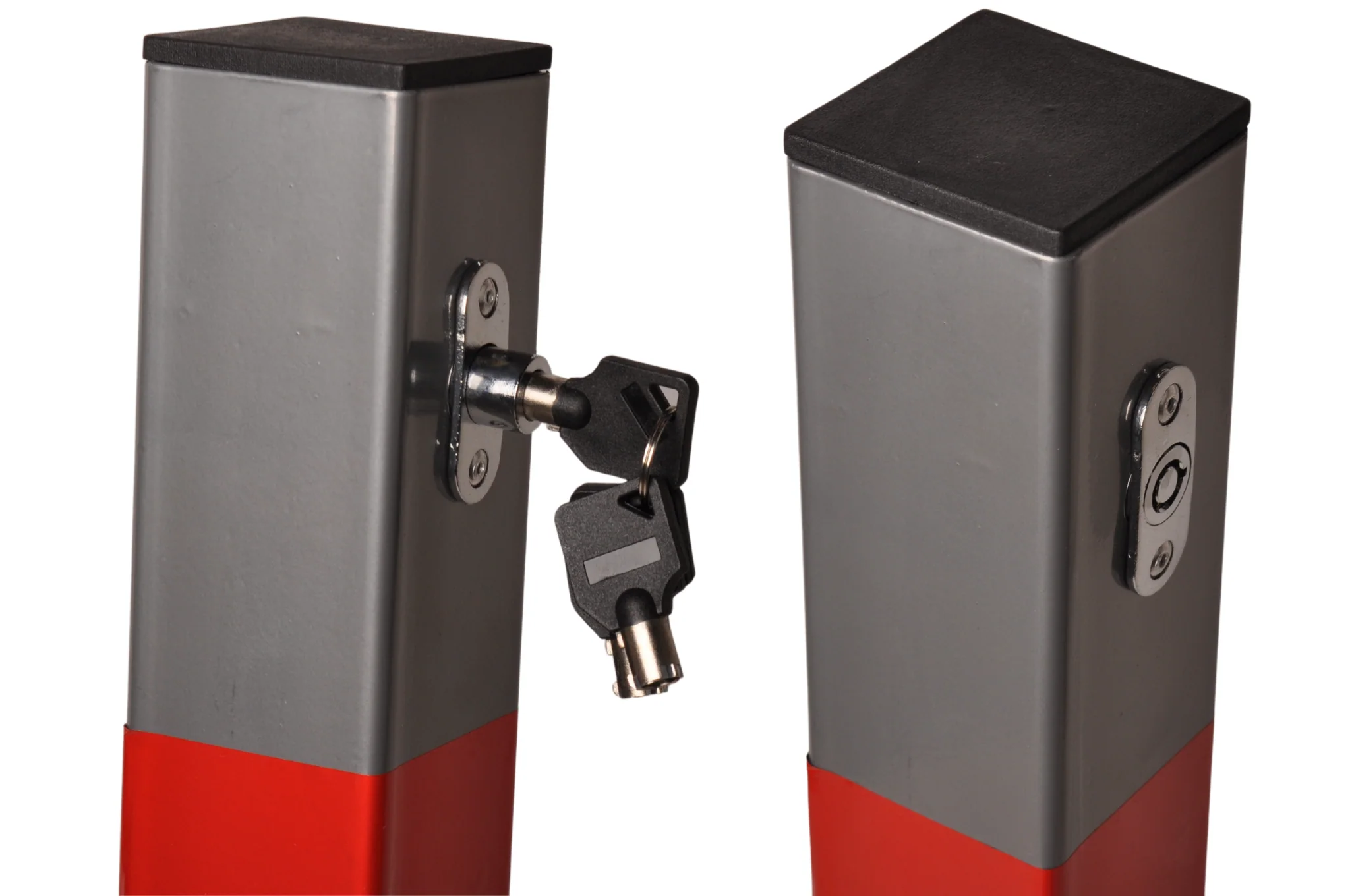 Parkeerpaal met slot - 650x60x60 mm - grijs/rood - hoogwaardige kwaliteit - Image 7