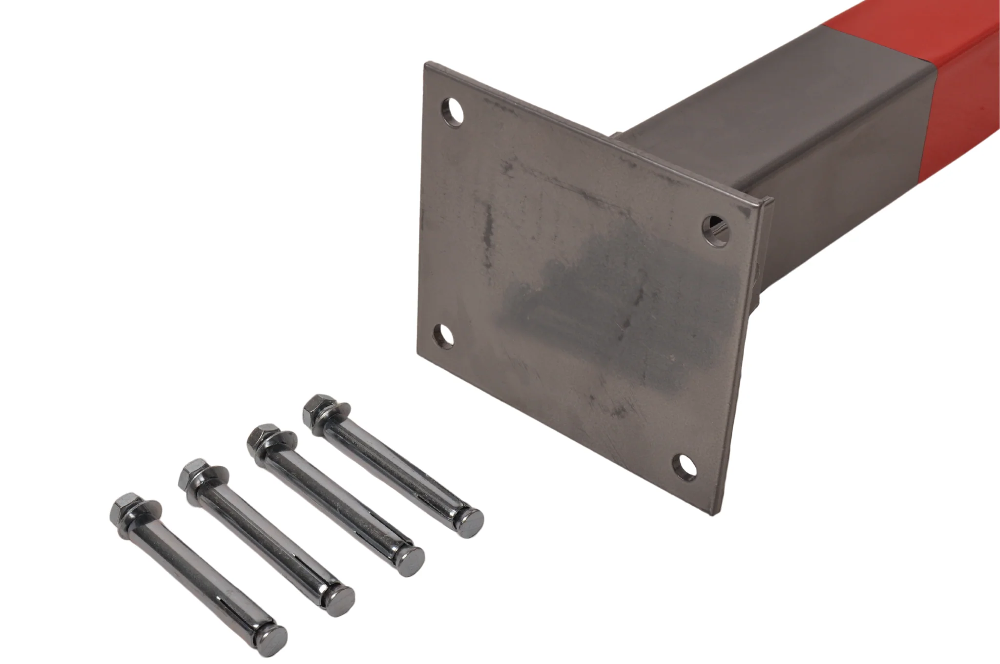 Parkeerpaal met slot - 650x60x60 mm - grijs/rood - hoogwaardige kwaliteit - Image 9