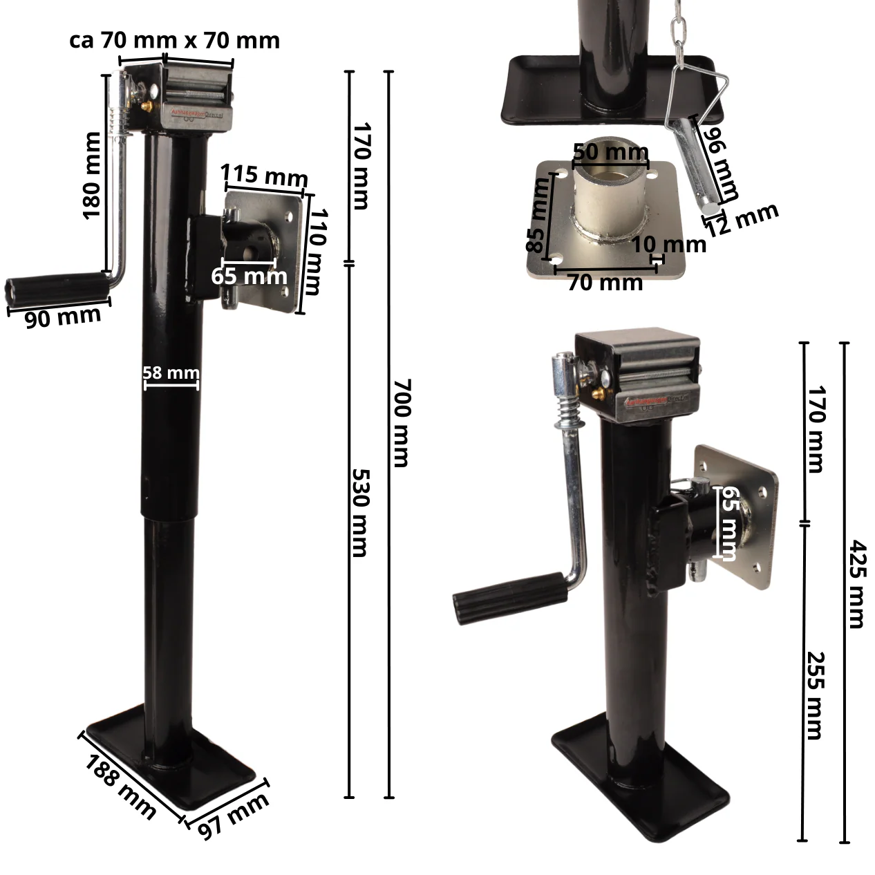 Kantelbare en uitdraaibare steunpoot - 43-73  cm - 1000 kg - inclusief flens - Image 11