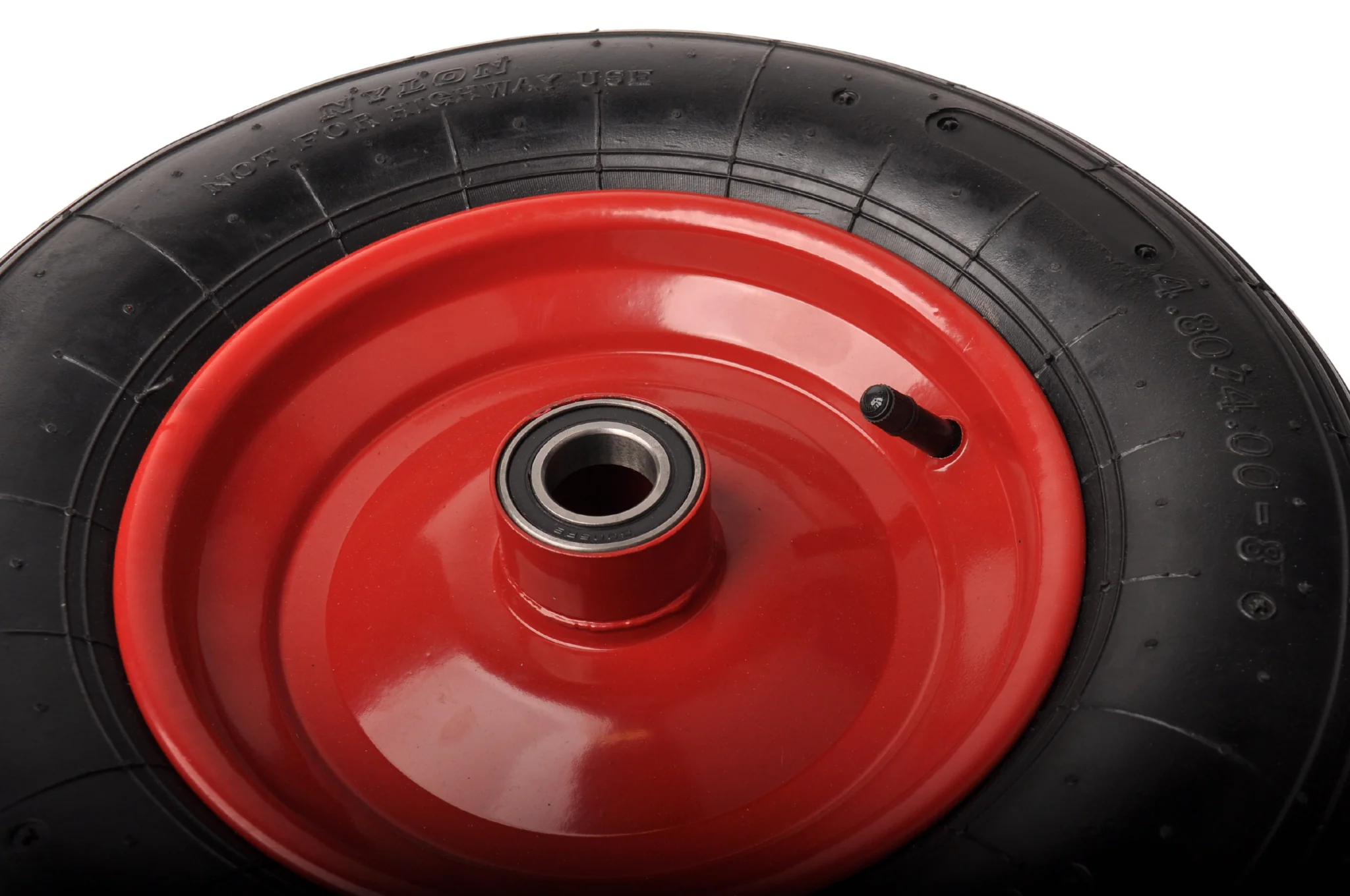 Heavy duty kruiwagenwiel - 4.00-8 - stalen rode velg - maximale belasting: 220 kg - asgat: 25 mm - Image 4