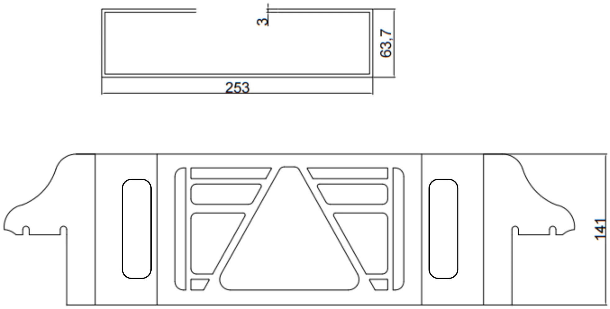 Set van 2 beschermrekken Multiled 4 - 253x141x63,7 mm - met vrije driehoek - RVS materiaal - Image 9