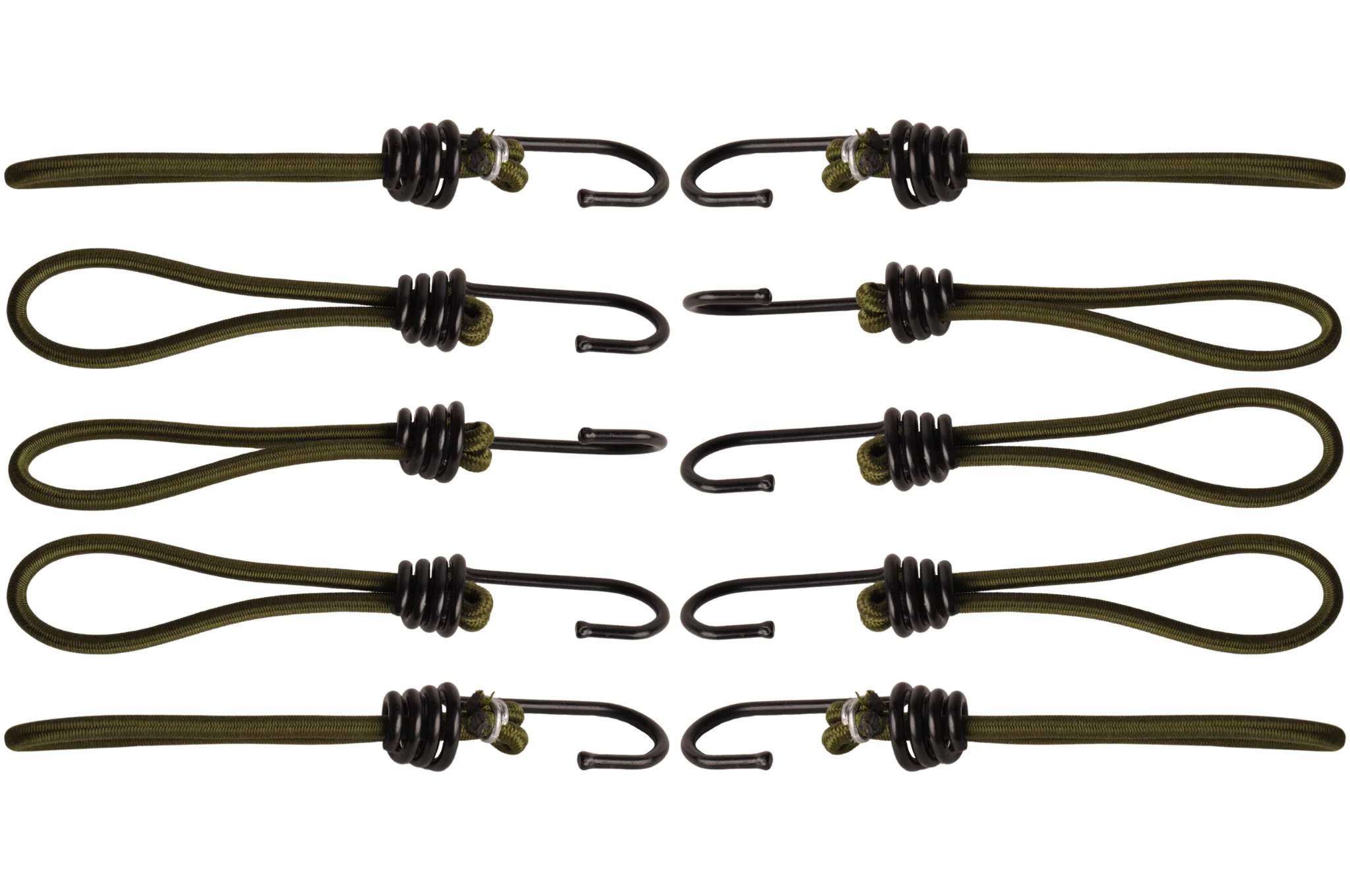 Spanelastieken met haak - 15 cm - donkergroen met zwarte haak - Image 3