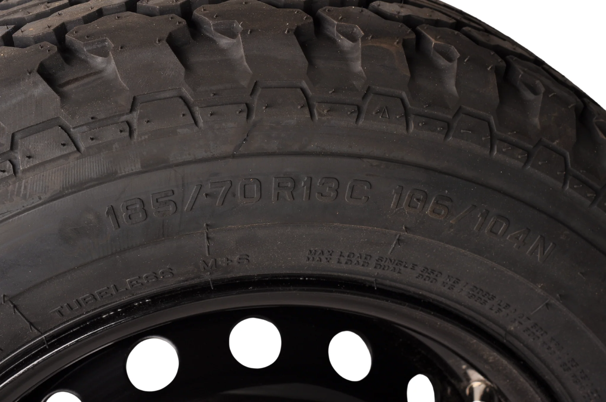 Compleet aanhanger wiel - 185/70R13C - offroad profiel - zwarte velg - steekmaat: 5x112 - draagvermogen: 950 kg - naafdiameter: 67 mm - Image 5