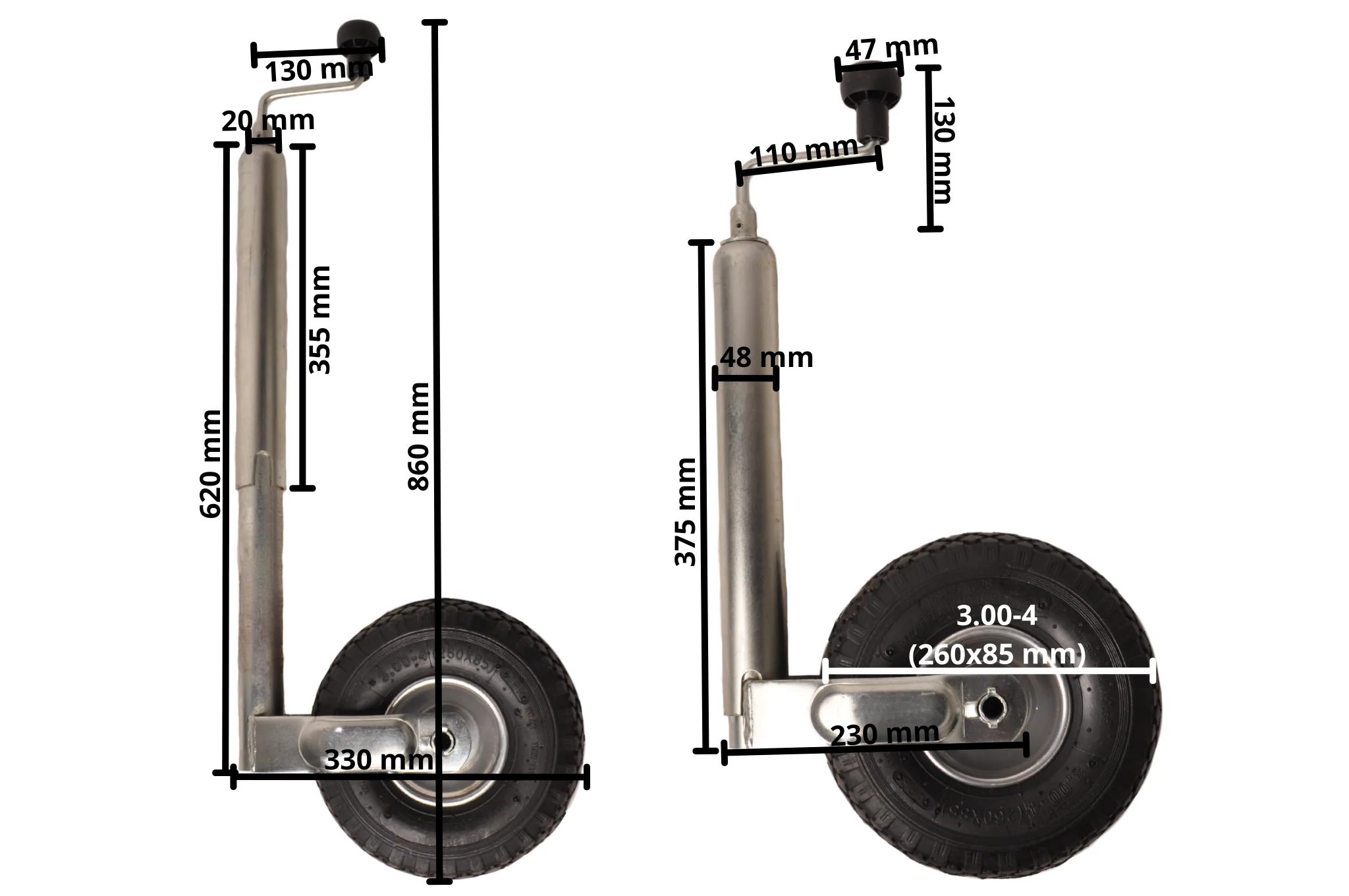 Winterhoff neuswiel - 48 mm - draagvermogen: 150 kg - luchtband - stalen velg - Image 8